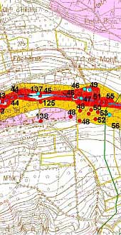 Contraintes karstiques dessinée sur une carte