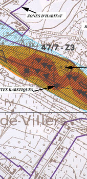 Exemple de carte de contraintes karstiques